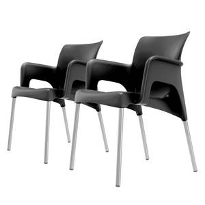 Chaises à accoudoirs Sun (lot de 2) Matière plastique / Aluminium - Noir