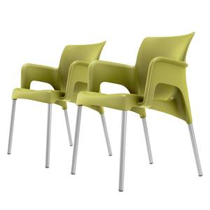 Chaises à accoudoirs Sun (lot de 2) Matière plastique / Aluminium - Vert pistache