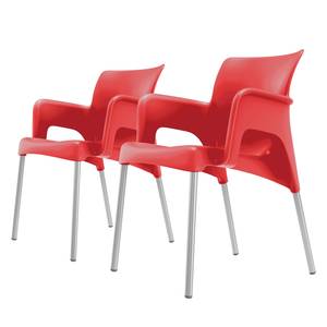 Chaises à accoudoirs Sun (lot de 2) Matière plastique / Aluminium - Rouge