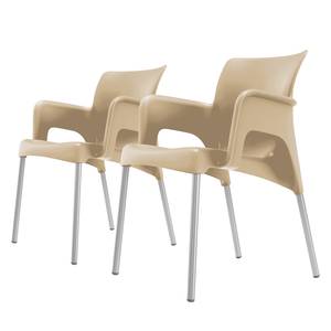 Chaises à accoudoirs Sun (lot de 2) Matière plastique / Aluminium - Beige