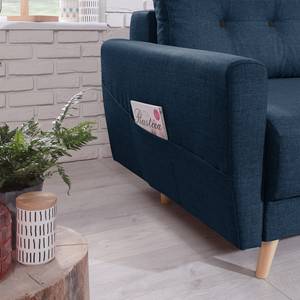 Fauteuil SOLA geweven stof - Stof Luba: Jeansblauw