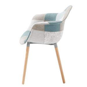 Chaises à accoudoirs Kevya II (lot de 2) Tissu / Hêtre massif - Menthe / Beige