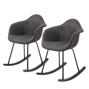 Rocking chair Kevya l (lot de 2) Tissu / Métal - Graphite/ Noir