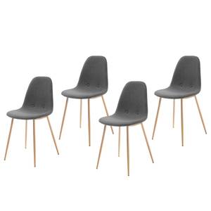 Chaises capitonnées Yaren (lot de 4) Tissu / Acier - Gris foncé / Beige - Gris foncé