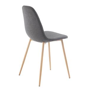 Chaises capitonnées Yaren (lot de 4) Tissu / Acier - Gris foncé / Beige - Gris foncé