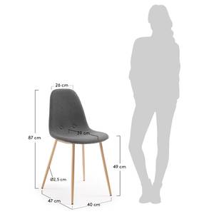 Gestoffeerde stoelen Yaren (4 stuk) geweven stof/staal - donkergrijs/beige - Donkergrijs