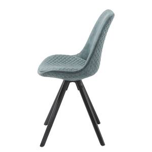 Chaises capitonnées Ralf ll (lot de 4) Tissu / Hêtre massif - Menthe / Noir - Gris menthe