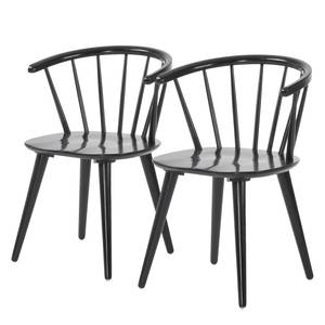 Chaises Krise (lot de 2) Hévéa massif - Noir - Noir