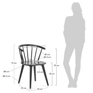 Eetkamerstoelen Krise (set van 2) massief rubberboomhout - zwart - Zwart