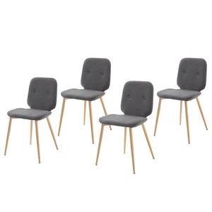 Chaises capitonnées Meet (lot de 4) Tissu / Acier - Gris foncé / Beige - Gris foncé