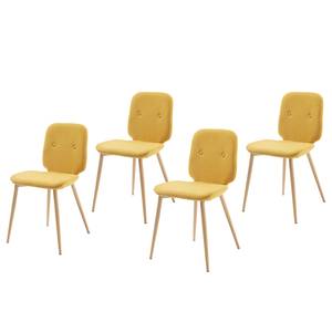 Chaises capitonnées Meet (lot de 4) Tissu / Acier - jaune moutarde / Beige - Jaune moutarde