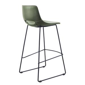 Chaises de bar Yamhill (lot de 2) Imitation cuir / Acier - Vert / Noir - Vert foncé