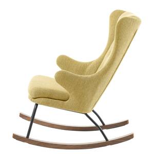 Rocking chair Meryl Tissu - Jaune moutarde / Noyer - Jaune moutarde