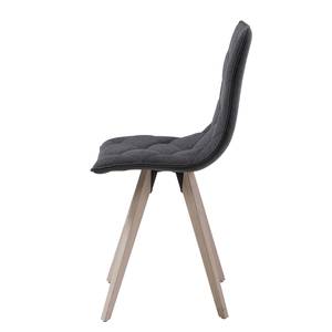 Gestoffeerde stoelen Kuta (4 stuk) geweven stof/massief essenhout - donkergrijs/essenhout - Donkergrijs
