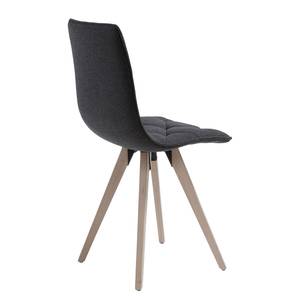 Chaises capitonnées Kuta (lot de 4) Tissu / Hêtre massif - Gris foncé / Hêtre - Gris foncé