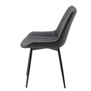 Gestoffeerde stoelen Janis (set van 2) kunstleer/staal - grafietkleurig/zwart - Grafiet