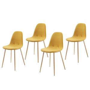 Gestoffeerde stoelen Yaren (4 stuk) geweven stof/staal - mosterdgeel/beige - Mosterdgeel