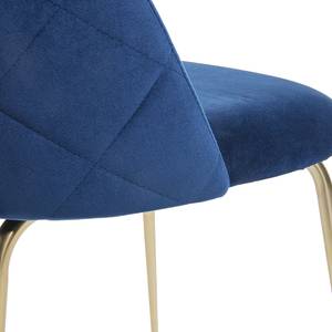 Gestoffeerde stoelen Ivonne (2 stuk) fluweel/staal - blauw/goudkleurig - Blauw