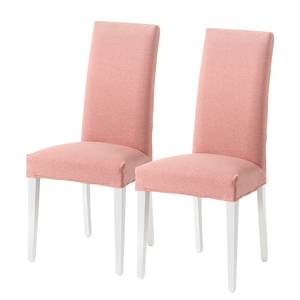 Chaises capitonnées Freda (lot de 2) Tissu / Hêtre massif - Rose pâle / Beige - Rose bébé