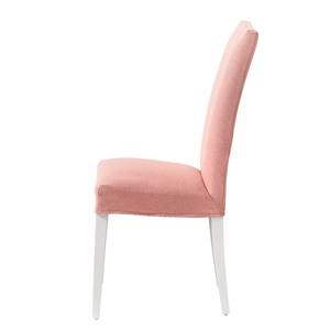 Gestoffeerde stoelen Freda (2 stuk) geweven stof/massief beukenhout - babyroze/wit - Babyroze