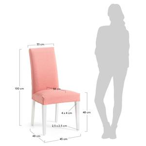 Gestoffeerde stoelen Freda (2 stuk) geweven stof/massief beukenhout - babyroze/wit - Babyroze