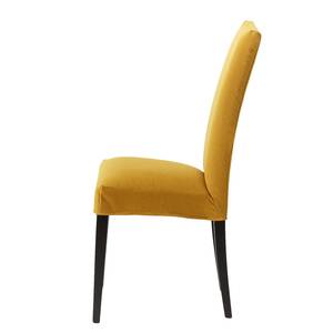 Gestoffeerde stoelen Freda (2 stuk) geweven stof/massief beukenhout - mosterdgeel/zwart - Mosterdgeel