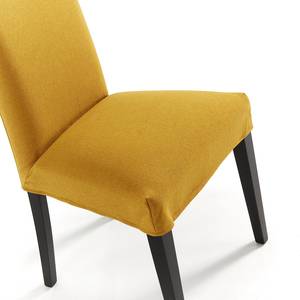Gestoffeerde stoelen Freda (2 stuk) geweven stof/massief beukenhout - mosterdgeel/zwart - Mosterdgeel