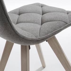 Chaises capitonnées Kuta (lot de 4) Tissu / Frêne massif - Gris / Frêne - Gris