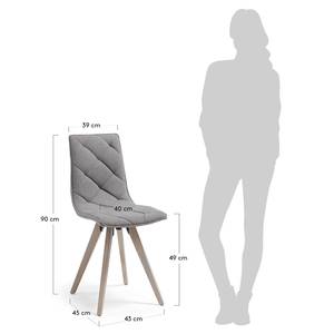 Gestoffeerde stoelen Kuta (4 stuk) geweven stof/massief essenhout - grijs/essenhout - Grijs