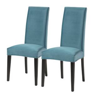 Gestoffeerde stoelen Freda (2 stuk) geweven stof/massief beukenhout - blauw/zwart - Blauw