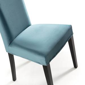 Gestoffeerde stoelen Freda (2 stuk) geweven stof/massief beukenhout - blauw/zwart - Blauw