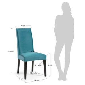 Gestoffeerde stoelen Freda (2 stuk) geweven stof/massief beukenhout - blauw/zwart - Blauw