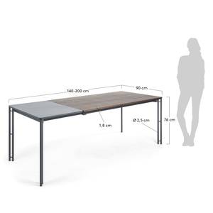 Table extensible Kesia Acier - Noyer / Anthracite