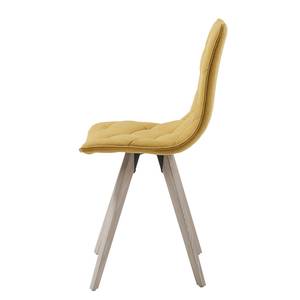 Chaises capitonnées Kuta (lot de 4) Tissu / Frêne massif - Jaune moutarde / Frêne - Jaune moutarde