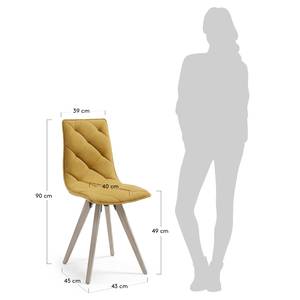 Chaises capitonnées Kuta (lot de 4) Tissu / Frêne massif - Jaune moutarde / Frêne - Jaune moutarde