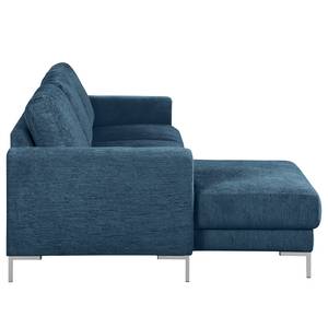 Ecksofa Fiesta I Strukturstoff - Jeansblau - Longchair davorstehend links - Ohne Schlaffunktion