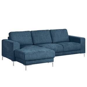 Ecksofa Fiesta I Strukturstoff - Jeansblau - Longchair davorstehend links - Ohne Schlaffunktion