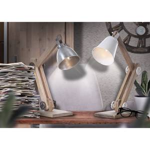 Lampe Bulb I Fer / Manguier massif - Blanc / Marron