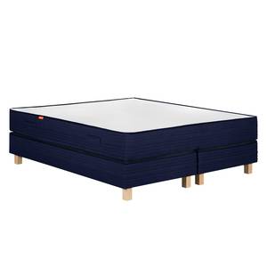 Boxspringbett Smood Webstoff - Blau - 140 x 200cm - Ohne Kopfteil - Kaltschaummatratze