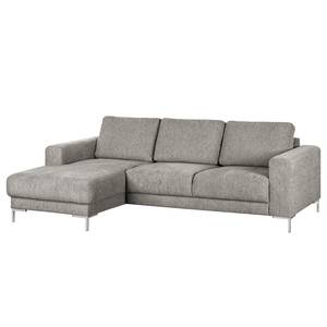 Ecksofa Fiesta I Strukturstoff - Platin - Longchair davorstehend links - Ohne Schlaffunktion