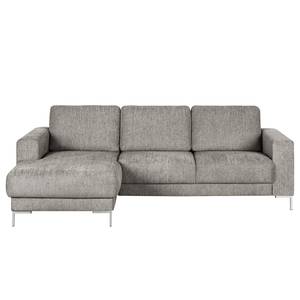 Ecksofa Fiesta I Strukturstoff - Platin - Longchair davorstehend links - Ohne Schlaffunktion