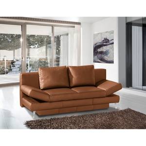 Schlafsofa Salen II Echtleder - Cognac - Chrom glänzend