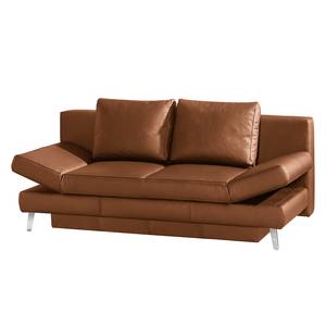 Canapé convertible Salen II Cuir véritable - Cognac - Chrome brillant