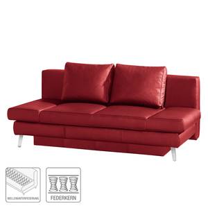 Schlafsofa Salen II Echtleder - Rot - Chrom glänzend