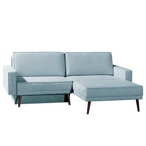 Ecksofa Lenora Strukturstoff - Pastellblau - Mit Schlaffunktion