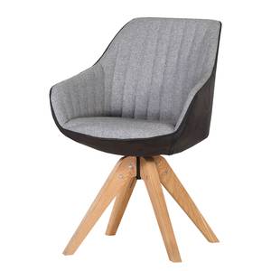 Chaise à accoudoirs Ermelo IV Tissu / Chêne massif - Gris / Chêne