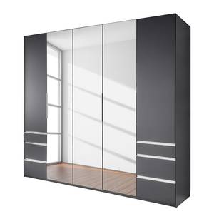 Falttürenschrank Everly Graphit / Silber - Graphit / Spiegelglas - Breite: 250 cm