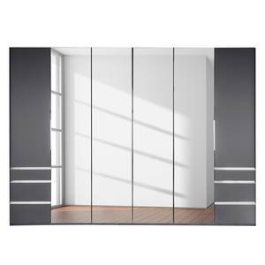 Armoire à portes pliantes Everly Graphite / Miroir en verre - Largeur : 300 cm