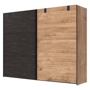 Zweefdeurkast Detroit Eikenhouten planken-look/zwart - Breedte: 300 cm