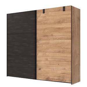 Armoire à portes coulissantes Detroit Imitation planches de chêne / Noir - Largeur : 200 cm